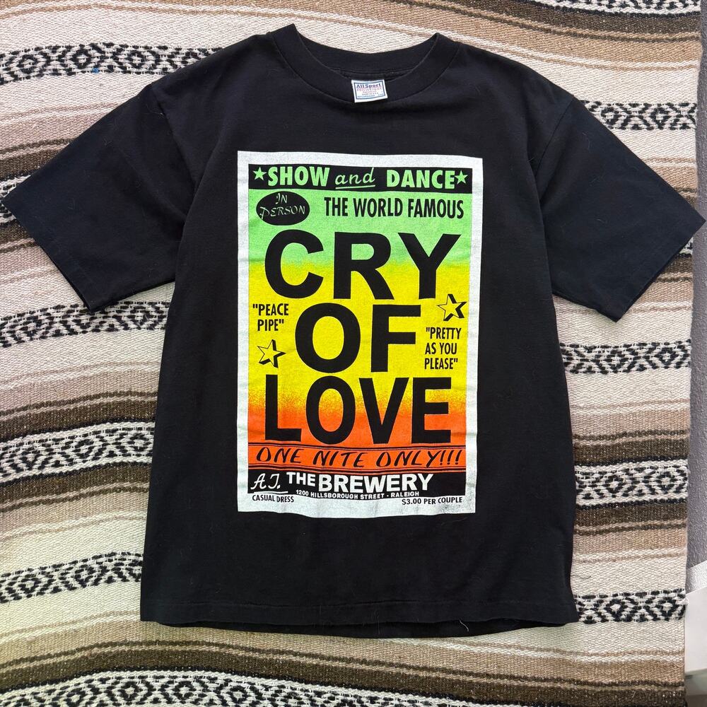Vintage 90's Cry of Love World Tour Black Admit One Rock Band Tee Shirt Sz Large